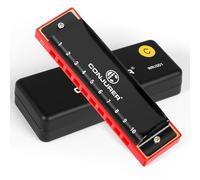 CONJURER Blues - Armónica diatónica de 10 agujeros para principiantes y adultos, llave de C, lengüeta de latón, boca de metal, órgano C con funda, llave C negra