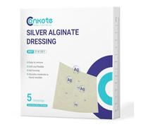 Conkote Almohadillas de alginato plateado para heridas de 4 x 4 pulgadas, paquete de 5 parches antiadherentes, altamente absorbentes para úlceras por presión, úlceras de cama y úlcera de pie diabético