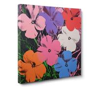 ConKrea - Flores Pop en Sets Colores - 100x100 cm Cuadro Floral Abstracto sobre Lienzo Enmarcado | Estilo Pop Art Serigráfico, Tonos Rosa, Azul, Naranja, Púrpura, Verde