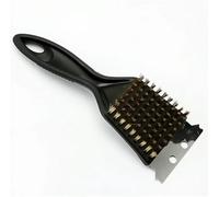 ConKrian Cepillo para barbacoa 3 en 1, cepillo de alambre de latón con rascador de 20 cm, diseño ergonómico, cerdas de latón extremadamente densas, resistente al calor y suave para recubrir la