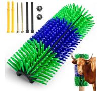 CONLI Cepillo rascador de ganado con 4 tornillos, kit de cepillos de aseo de caballos, rascador de vacas, poste rascador de caballos para vaca, cabra, ganado, oveja, cerdo, masaje completo (verde +