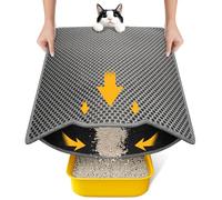 Conlun Alfombra Arenero Gato 60x46cm, Doble Capa, Impermeable, Resistente a la Orina, Lavable, Antideslizante Tapete Areia Gatos, Gris