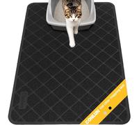 Conlun Alfombra Gatos Arenero, 61 x 43 cm Alfombrilla Arenero Gato, Diseño de control de dispersión de malla de rejilla, Material impermeable y antideslizante, Fácil de limpiar Lavable, Negro