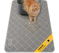Conlun Alfombra Gatos Arenero, 89 x 58 cm Alfombrilla Arenero Gato, Diseño de Control de dispersión de Malla de Rejilla, Material Impermeable y Antideslizante, Fácil de Limpiar Lavable, Gris