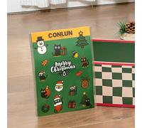 Conlun Pegatinas Navidad con Pegatinas Gatos - 17 Diseños en 1 Lámina PVC Impermeable, Regalo para Amantes de los Gatos, Decoración DIY (21x14,8cm)