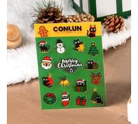 Conlun Pegatinas Navidad con Pegatinas Gatos - 17 Diseños en 1 Lámina PVC Impermeable, Regalo para Amantes de los Gatos, Decoración DIY (14,8x10,5cm)