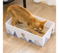 Conlun Rascador para Gatos con Cartón Caja, 1 Unidad, Grande, Blanco