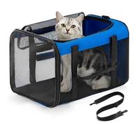 Conlun Transportin Gato, Trasportines Gato con Malla Cuatro Lados,Aprobado por Aerolíneas Transportin Perro para Pequeños Medianos Gatos Cachorros Gatitos de hasta 6 Kg,Plegable Bolso Gatos-M,Azul