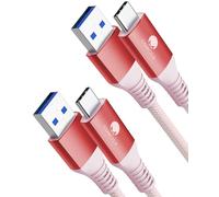 CONMDEX 2 cables de carga rápida USB C 10 Gbps de datos USB A Android Auto Cable QC3.0 3.1A cargador rápido transferencia de datos USB 3.1 Gen2 para Samsung S23/S22 Note20 Z Flip 5 Pixel 8 Pro 1M Rojo