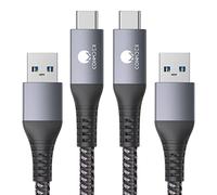 CONMDEX [Actualización] Paquete de 2 cables USB C de hasta 10 Gbps USB C 3.1 Gen2 USB A Android Auto Cable 3A de carga rápida de sincronización de datos para Samsung Galaxy S22/S21/S20/S10/S9 Note