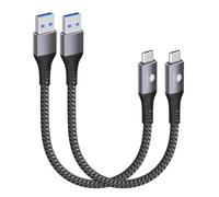 CONMDEX Cable USB C corto 15 cm/0,15 m, 2 unidades, 10 Gbps, USB 3.1 Gen2, cable de datos tipo C, Android Auto QC3.0 3.1 A USB A a C, cargador rápido para Samsung Note20 Galaxy S23/S22 Galaxy Z Flip5