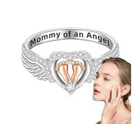 conmemorativo de la madre ángel - Diseño de corazón y huella | Joyas de recuerdo para las madres que tienen un hijo | Elegante de recuerdo de ángel para bebé o niña