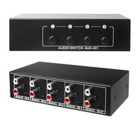 Conmutador de audio AUX: divisor de vídeo de audio 4 en 1, selector de audio estéreo, conmutador de audio bidireccional 3,5 mm Aux + RCA L/R, interruptor de audio para auriculares, sistema de sonido