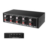 Conmutador de audio, conmutador de audio 4 en 1 salida, interruptor de audio auxiliar de 3,5 mm + RCA L/R, conmutador de audio bidireccional, caja de selección de audio, divisor de audio para