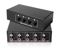 Conmutador de Audio, Divisor de Audio y Vídeo, Caja de Selección 3,5 mm + RCA L/R, Interruptor de AUX, Conmutador Bidireccional 4 en 1 Salida