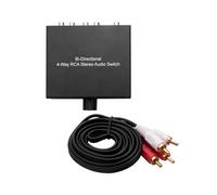 Conmutador de Audio Estéreo RCA Bidireccional de 4 Vías, 1 Entrada y 4 Salidas o 4 Entradas y 1 Salida, Canal de Sonido con Conector L/R para