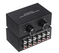 Conmutador de audio RCA L/R, interruptor de audio analógico de 4 (2) en 2 (4) salidas, selector de altavoz estéreo silencioso para auriculares Phono TV, barra de sonido para juegos de PC, caja
