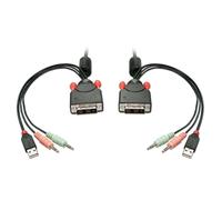 Conmutador de audio USB KVM DVI de 2 puertos - LINDY - Conmutador pantalla-teclado-ratón/audio/USB - Negro