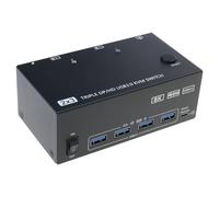 Conmutador de espacios de trabajo eficiente que conecta 2 computadoras a 3 monitores, concentradores USB 3.0 8K a 60Hz y 4K a 60Hz compatible