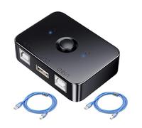 Conmutador de impresión USB 2.0, Conmutador con 2 Cables 1,5 m, Adaptador USB Manual 2 PC 1 Impresora con Luz LED, Plug & Play para Windows, macOS, Hub Ethernet