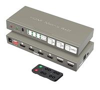 Conmutador de Matriz HDMI 4X2 4K60 Hz Matrix Switch Splitter a La Salida Optica y de 3.5 mm de Estéreo Soporte ARC HDCP2.2 HDR Auto EDID 4K 3D Mando a Distancia IR