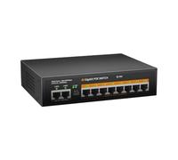 Conmutador De Red De 19 Puertos con PoE De 16 MB/s, 2 Puertos Gigabit Ethernet RJ45 De Cobre Y 1 Enlace Ascendente SFP, Plug and Play