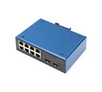 Conmutador de red industrial DIGITUS - 10 Puertos Fast Ethernet - 8x RJ45 + 2x Gigabit SFP uplink - IP40