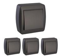 Conmutador de superficie grafito, serie mural, instalación sencilla, ideal para controlar iluminación y dispositivos eléctricos. (Paquete de 4)