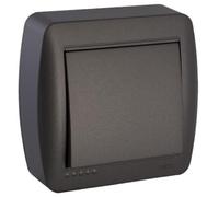Conmutador de superficie grafito, serie mural, sistema de activación rápida, ideal para controlar luces y electrodomésticos.