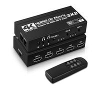 Conmutador de vídeo, Divisor de matriz con conmutador SPDIF y HDR HDMI2.0 L/R 3,5 mm 3x2 compatible HP 2. ARC 3D 4K a 60 Hz for PS5 para oficinas en el hogar, centro de datos(USB)