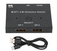 Conmutador DisplayPort con compatibilidad, admite 8K a 30 Hz y 4K a 120 Hz. La carcasa de aluminio garantiza una construcción robusta. Plug and Play