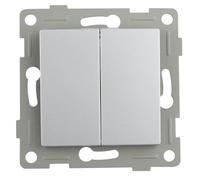 Conmutador doble empotrado de titanio; diseño moderno, alta durabilidad; ideal para controlar luces y mejorar la decoración.
