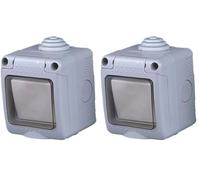 Conmutador estanco de superficie 16A/250V IP55 con tapa de plástico, ideal para uso en exteriores y ambientes húmedos. (Paquete de 2)