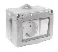 Conmutador estanco IP55, 16A, 250V - Ideal para instalaciones exteriores y entornos húmedos, protege circuitos eléctricos.