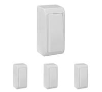 Conmutador estrecho de superficie, blanco, serie mural, ideal para controlar luces y dispositivos eléctricos en espacios reducidos. (Paquete de 4)