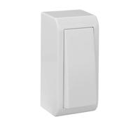 Conmutador estrecho de superficie, blanco, serie mural, ideal para controlar luces y dispositivos eléctricos en espacios reducidos.