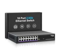 Conmutador Ethernet de 16 Puertos 2.5Gb No Gestionado, NICGIGA Conmutador de Red de 16 Puertos 2.5G, Plug & Play, para Escritorio o Montaje en Rack de 19 Pulgadas, Diseño Metálico sin Ventilador.