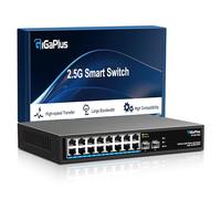 Conmutador Ethernet no administrado de 18 Puertos y 2.5Gb con 16* Puertos Base-T de 2.5Gb, 2* Puertos SFP+ de 10G. Conmutador de Red GiGaPlus de 2.5Gbps para NAS/PC de 2.5G, Ap inalámbrico