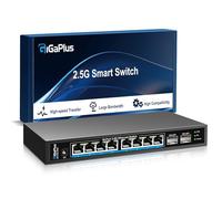 Conmutador Ethernet no gestionado de 10 Puertos 2.5Gb con 8* Puertos 2.5G Base-T, 2* Puertos 10G SFP+. Conmutador de Red GiGaPlus 2.5Gbps para NAS/PC 2.5Gbps, Router WiFi6, Wireless Ap