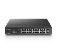 Conmutador gestionado inteligente D-Link DGS-1100-18PV2 16 puertos Gigabit Ethernet, 2 puertos combinados GE/SFP, para sobremesa o montaje en rack de 19"