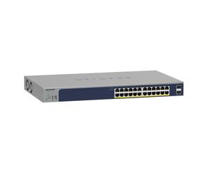 Conmutador gestionado inteligente NETGEAR GS724TP 24 puertos Gigabit Ethernet (24 con PoE+, máx. 190 W), 2 puertos SFP de 1 Gbit/s