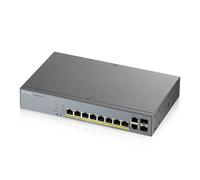 Conmutador gestionado inteligente Zyxel GS1350-12HP 10x Gigabit Ethernet (8x PoE+ máx. 130 vatios), 2x SFP, Largo Alcance, incl. 1 año Nebula Pro