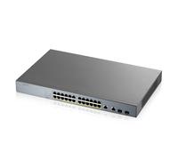 Conmutador gestionado inteligente Zyxel GS1350-26HP 24x Gigabit Ethernet (24x PoE+ máx. 375 vatios), 2x GbE/SFP, Long Range, incl. 1 año Nebula Pro