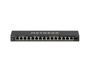 Conmutador gestionado por Web de 16 puertos NETGEAR GS316EPP [15x Gigabit Ethernet, PoE+ 231W, 1x SFP, carcasa metálica, sin ventilador]