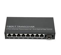 Conmutador Gigabit, 1.25Gbps 1 Fibra 8 Puertos Ethernet Convertidor óptico 10/100/1000M Modo único Convertidor Gigabit Adaptativo de Fibra Dual para Conversión de Señal