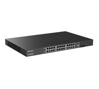 Conmutador Gigabit PoE+ de 24 puertos Plug and Play con 2 puertos Gigabit SFP Uplink, hasta 30 W por puerto, total de 320 W, 803.af/at compatible, montaje en rack, no administrado