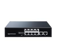 Conmutador Gigabit POE de 8 puertos 2 1000 m de enlace ascendente de red, divisor de Internet, Plug and Play
