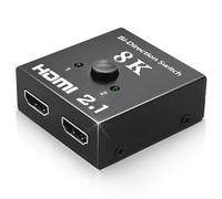 Conmutador HDMI 2.1 de 8 K, 4 k120/8 k60 Hz, divisor HDMI 2.1 para monitores duales, conmutador bidireccional de salida 2 en 1 de 48 Gbps para PS4, PS5, Xbox y más