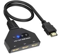 Conmutador HDMI 3 en 1, 4K a 30 Hz, 3 puertos, conmutador HDMI compatible con Full HD 1080P 3D, compatible con Roku Fire TV Stick HDTV PS4/PS5 Xbox One Chromecast, compatible con Mac/Win/Linux