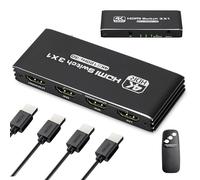 Conmutador HDMI 4K 120Hz, divisor HDMI con mando a distancia, conmutador 2.0, conmutador 3 en 1, caja selector de 4 puertos, compatible con 40 Gbps Dol-by HDCP2.3 3D, HD-MI Switch Automático